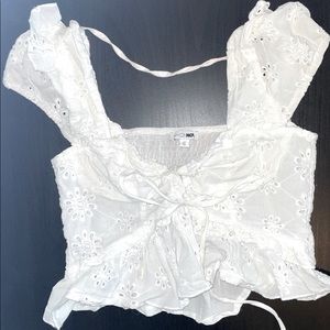 ❀ Frilly White cropped Blouse ❀